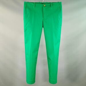 MR TURK Size 32 Green Cotton Blend Moleskin Twill Tapered Casual Pants